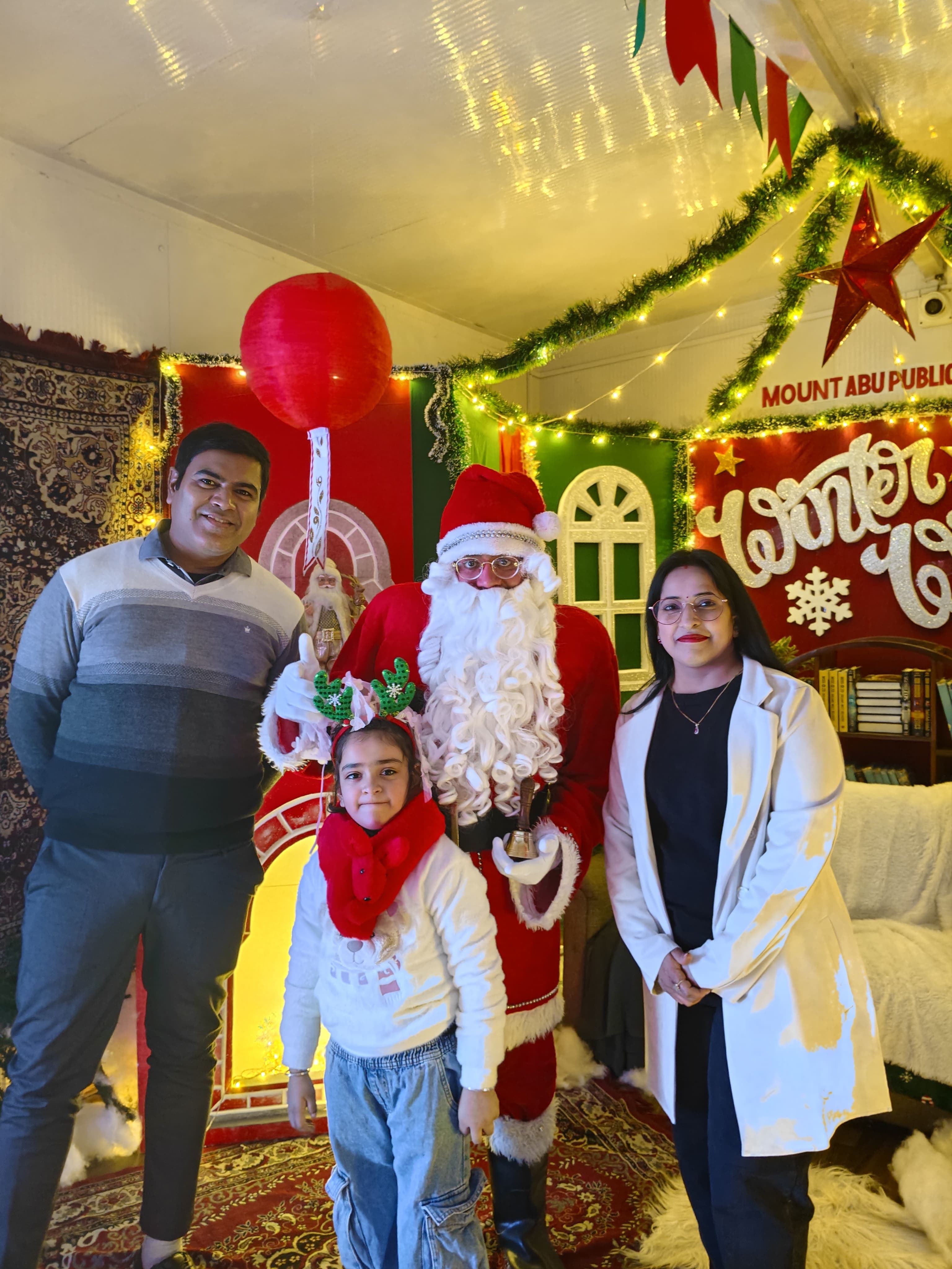 An infant meeting Santa for the first time